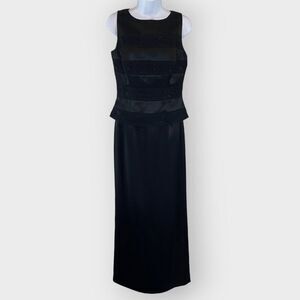 Vintage Papell Boutique Evening Formal Maxi Dress | 6 | Black | Embellished